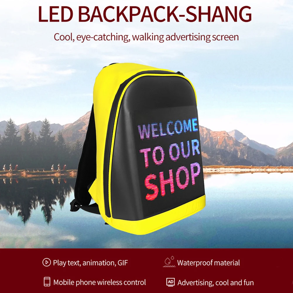 Ransel Tampilan Layar LED Tas Sekolah Laptop Perjalanan Bisnis Nirkabel Tas Wifi Billboard Berjalan Luar Ruangan Pria Wanita