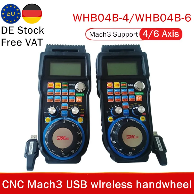 【EU Free VAT】4 Axis / 6 Axis WHB04B-4 XHC CNC Handwheel Wireless Mach3 MPG Pendant Handwheel for Milling Machine MPG