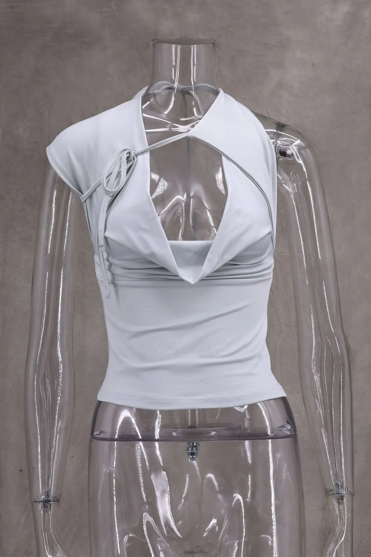 Sommer Frauen Solide Lace Up Sexy T-shirts Chic Halter-Backless Ärmellose Tank Tops Weibliche Y2K Elastizität Gestellte Junge Mädchen Top – Detail 14