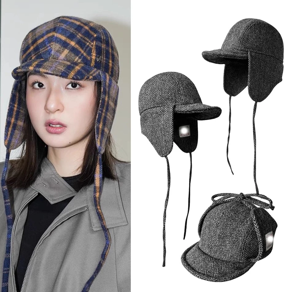 Irish Trinity Donegal Tweed  Earflap Hat for Men Women, 100% Wool, Winter Warm Flight Cap