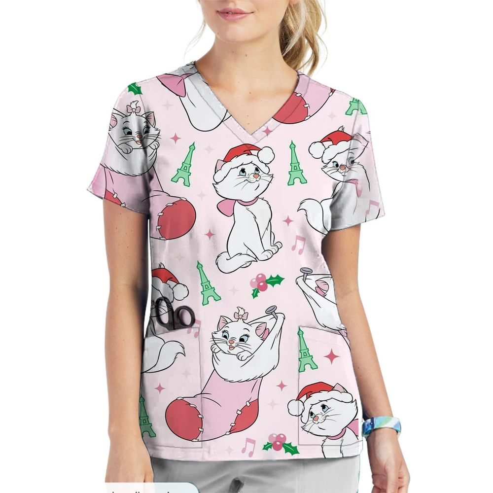 Apotheker Tandarts Veterinaire Verpleegster Tops Disney Mary Cat Print Beauty Scrub Kleding Spa Verpleegkundige Pure Medical Lab Medisch Uniform