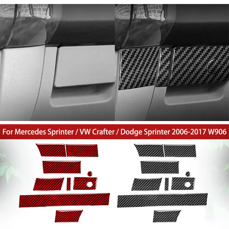 Carbon Fiber Passenger Side Lower Trim Kit 6PC For Mercedes Sprinter W906 2006-2017 VW Crafter Car Interior For Benz Accessories