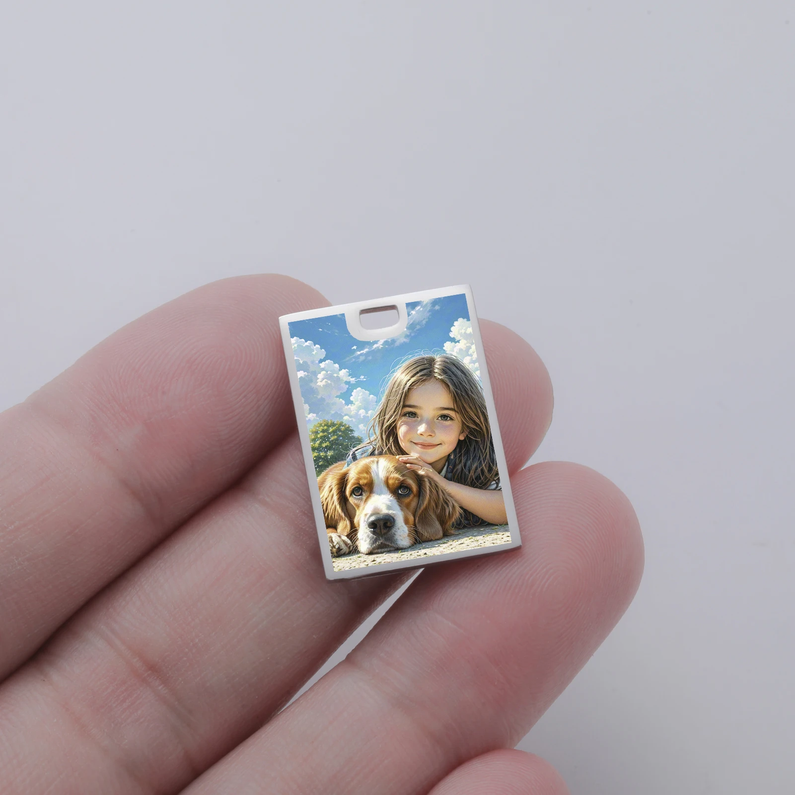 

Customized Rectangular Single Sided Color Printed Pendant With Cute Pet Patterns Fashionable Pendant Suitable For Pet Enthusiast
