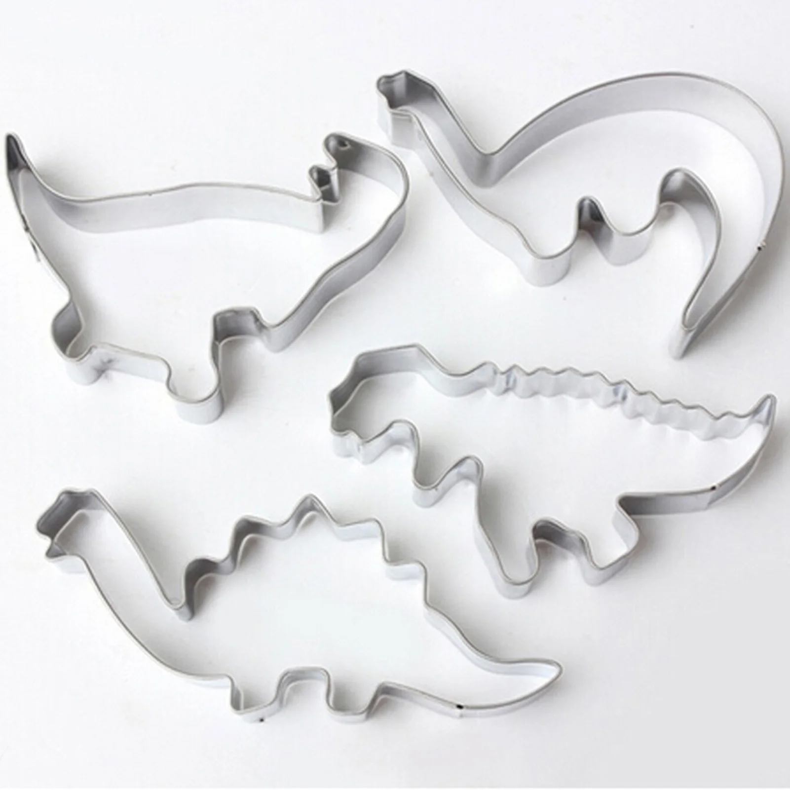 4 Teile/satz Silber Edelstahl Dinosaurier Tier Fondant Kuchen Cookie Keks Cutter Dekorieren Form Gebäck Backen Werkzeuge