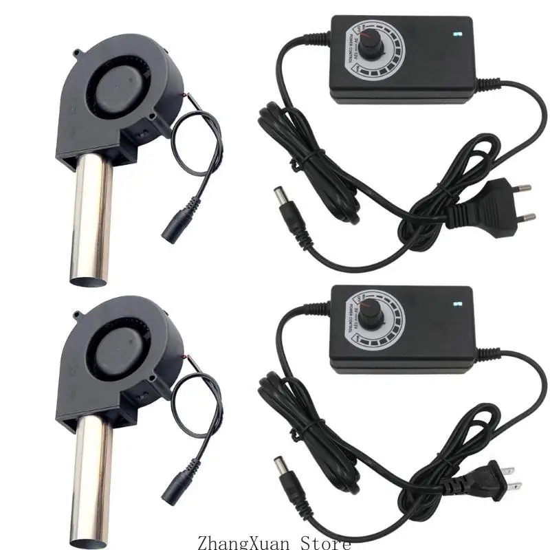 

US/EU Plug BBQ Fan Air Blower Large Air 100-240V Powered Fan Variable Speed Controller Barbecue Tool 3XUF