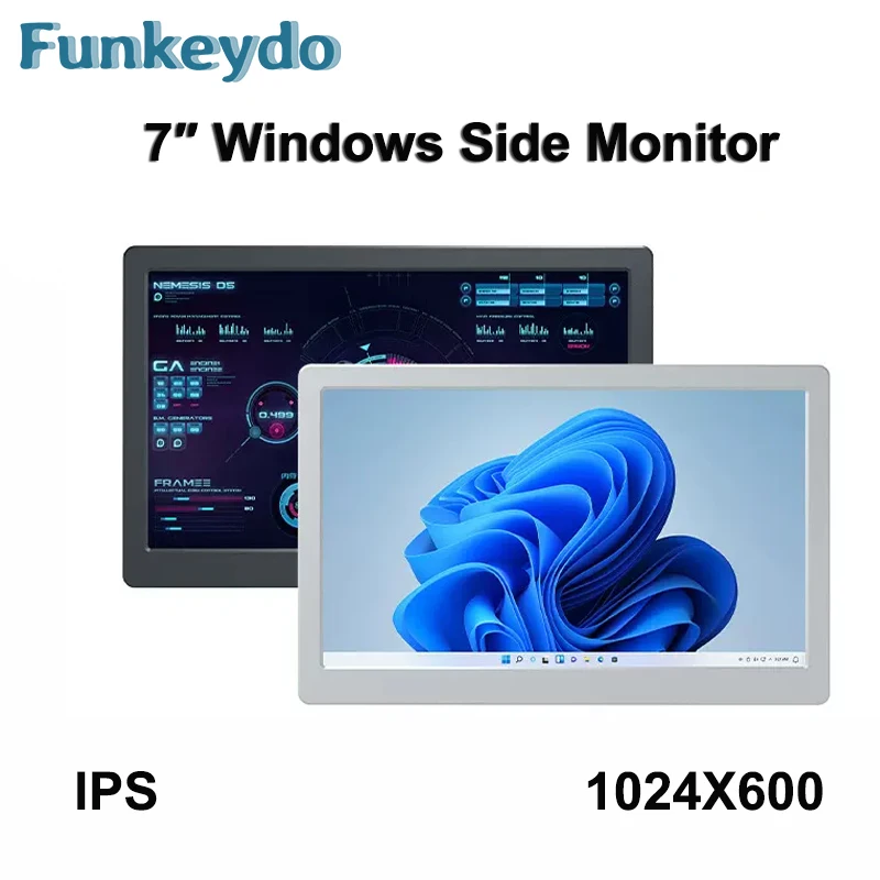 Waveshare casing PC Monitor samping 7 inci IPS 1024x600, layar sekunder tampilan pemantauan Data untuk Windows 7/8/10/11