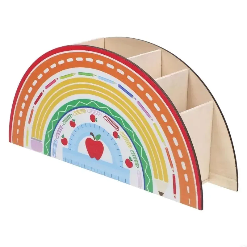 ถ้วยปากกาเรนโบว์ตกแต่งเดสก์ท็อปดินสอ 5 ช่องทางปากกาสำหรับเด็กนักเรียนผู้ใหญ่