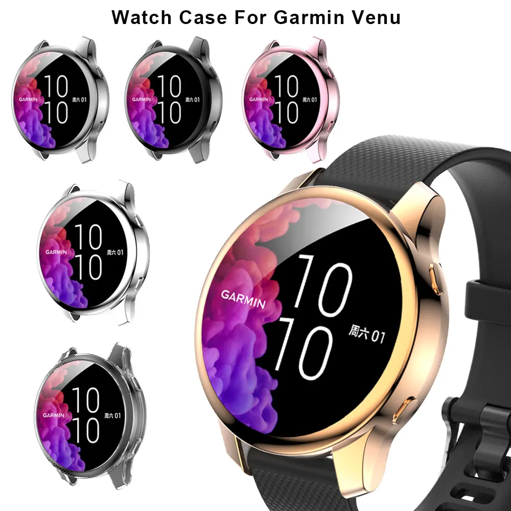 가민 베누 보호 케이스, 스마트 워치 도금 TPU 소프트 커버, 전체 화면 보호대 쉘