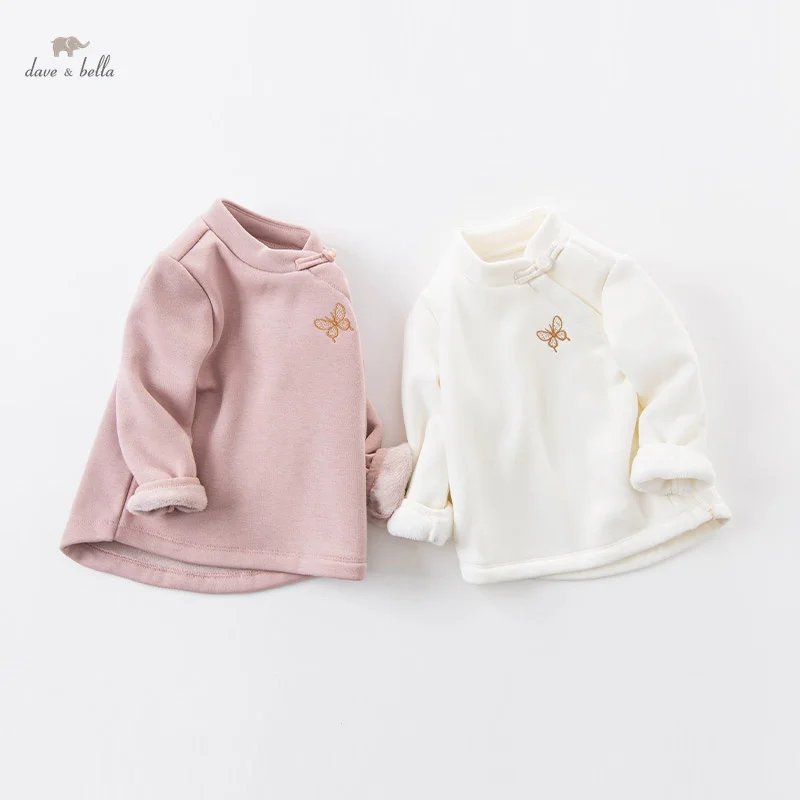 

Футболка Dave Bella для девочек, осенне-зимний детский бархатный пуловер, модная рубашка с длинными рукавами, одежда для отдыха, детские топы DB4242897