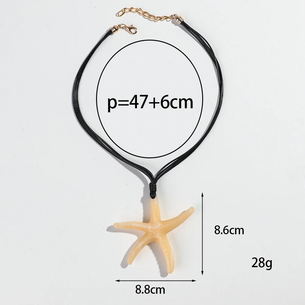 Collares con colgante de estrella de mar de océano acrílico Extra grande para mujer, gargantilla de cuerda de cuero con estrella exagerada, regalo de joyería Bohemia