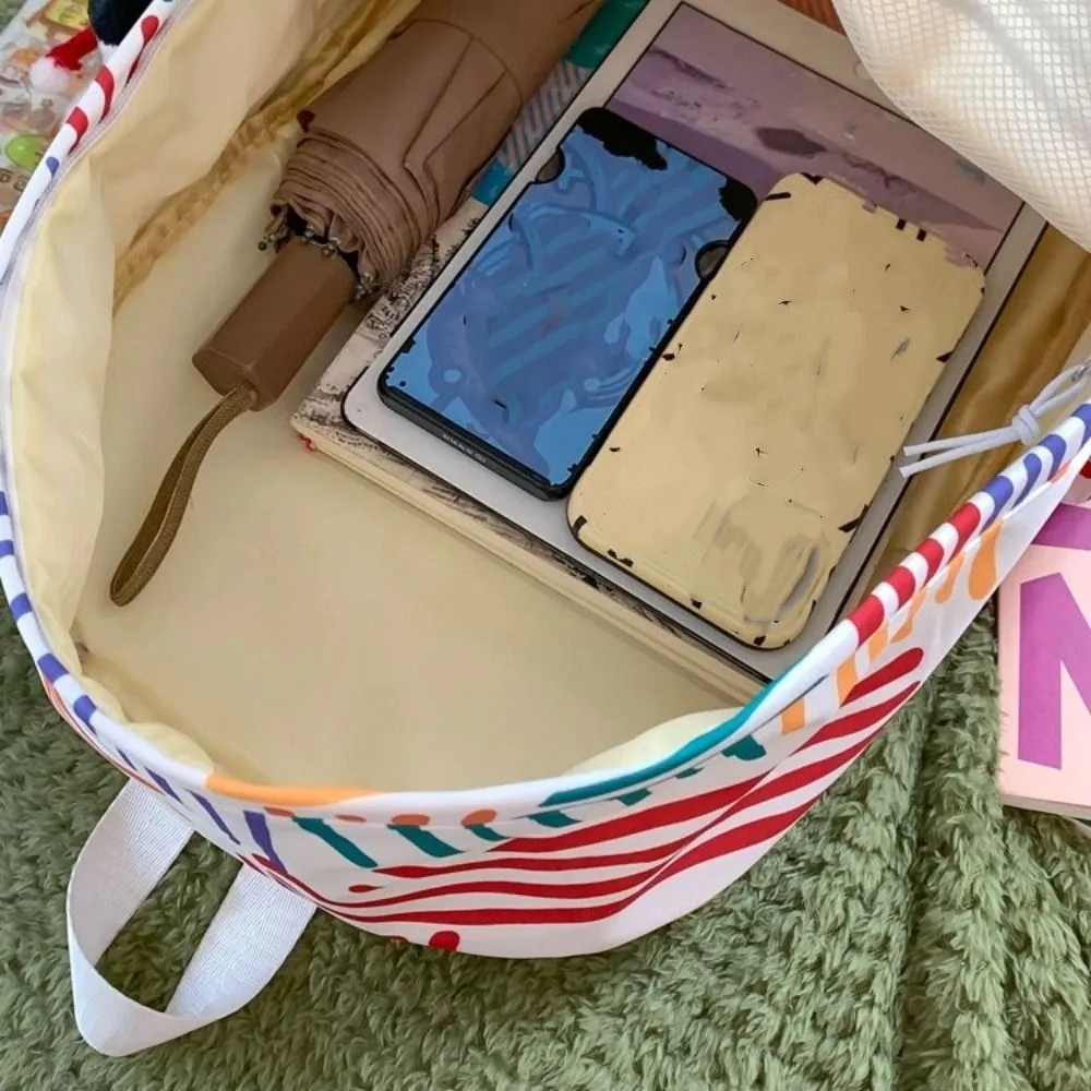 Fashion Stripe Laptop School Bag Large Capacity Oxford College Stripe Backpack Waterproof Korean Style Ins Shoulder Bag Women