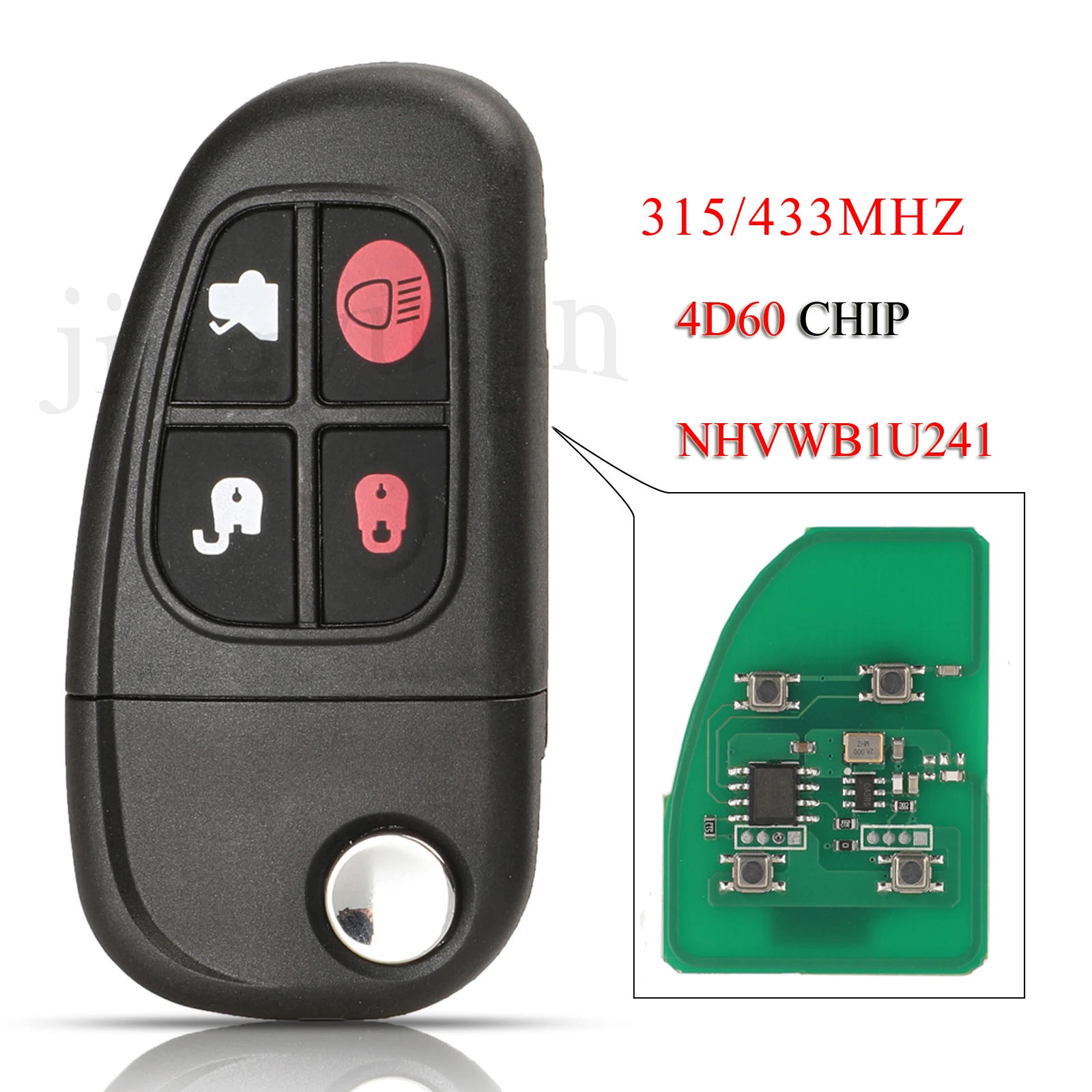 jingyuqin 4D60 Chip 315/433MHZ NHVWB1U241 Folding Remote Smart Car Key For Jaguar X-Type S-Type 1999-2009 XJ XJR 2002-2008