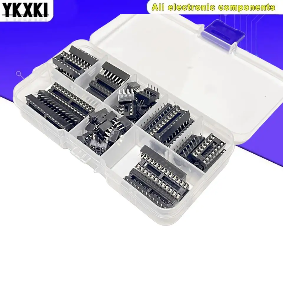 66PCS/lot with Box DIP IC Sockets Adaptor Solder Type Socket Kit 6 8 14 16 18 20 24 28 Pin IC Connector DIP-6 DIP-8 DIP-14