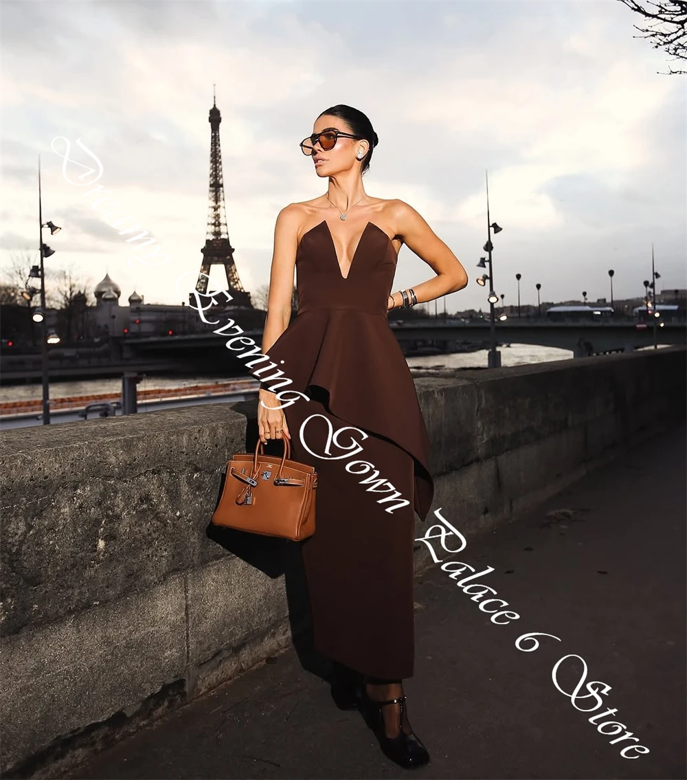 تخصيص  تخصيص رشيقة الخامس الرقبة حمالة مساء اللباس مزاجه Ruched مستقيم حزب اللباس الكلاسيكية الساتان الظهر الشق Pr #6