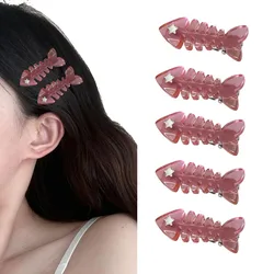 Y2K Pink Small Fish Barb Sweet Candy Color Funny Clips  Design Sense Bang Side Clip New Hair Accessories New 2025