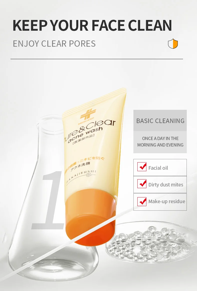 HANAJIRUSHI Acne Treatment Cleanser Remove Acne Face Wash Medicated Clear Facial Cleanser 60g