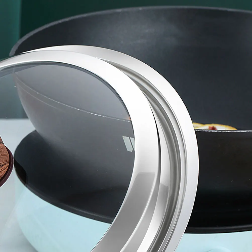 

Universal Stainless Steel Pot Cover Glass Pan Lid Wok Overflow Lid Household Kitchen Cookware Accessory Transparent
