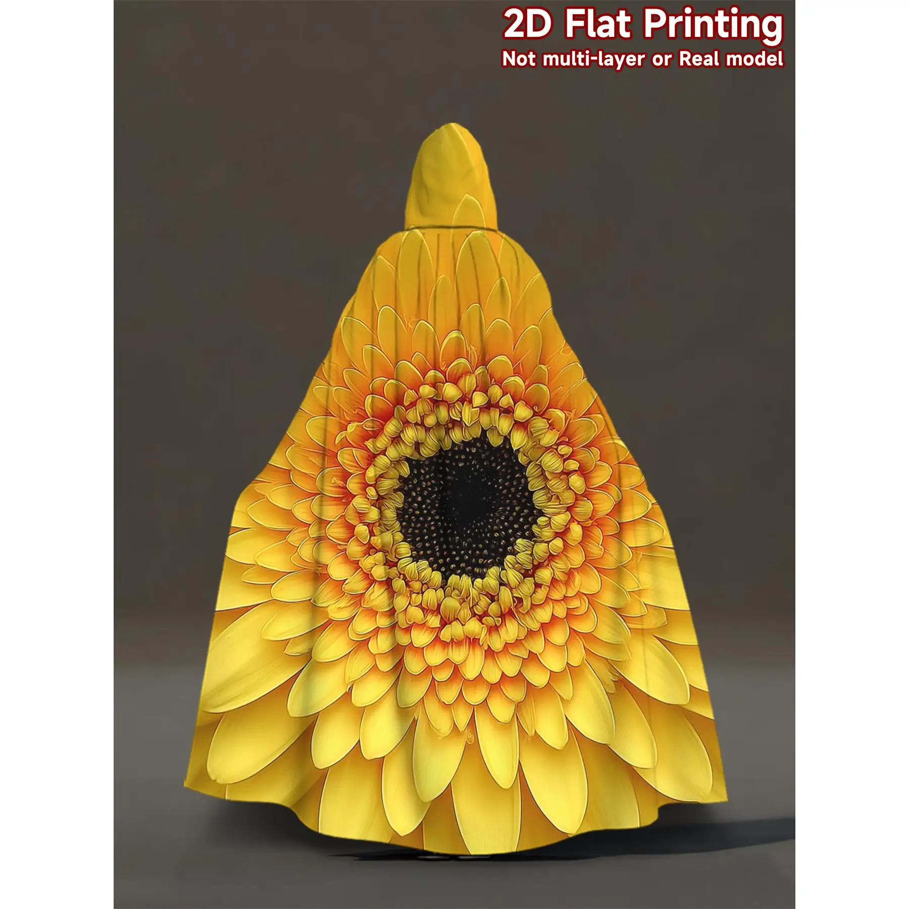 Yellow Daisy Closeup Pattern Hooded Cape | Robe For Cosplay Halloween Carnival Parties Outdoor Gothic Performance