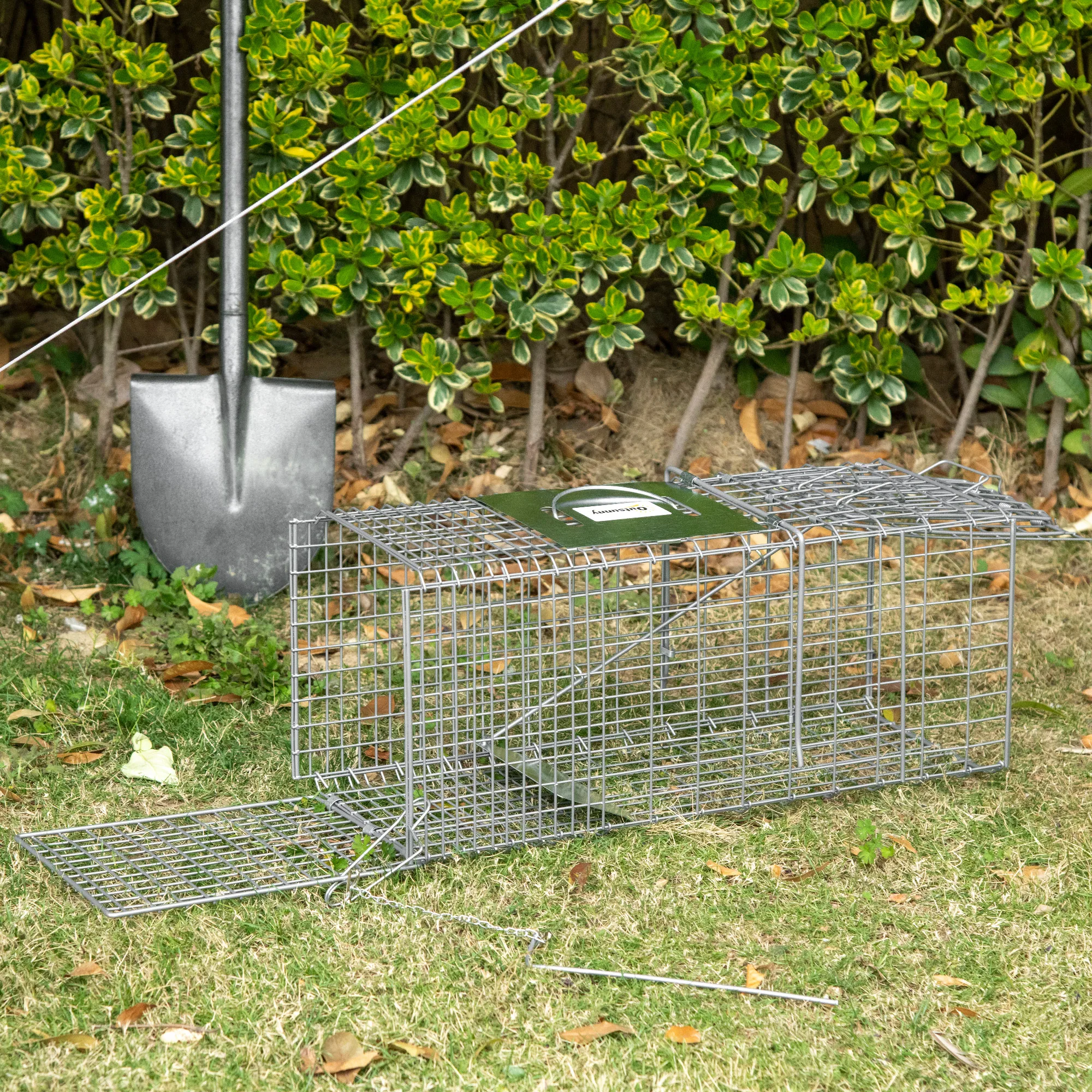 Outsunny Trampa para Animales Vivos Plegable 66x24x30,5cm con Puerta y Asa Plata