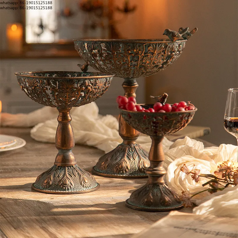 Retro old vase dried flower hotel flower utensils ornament dining table flower decoration wrought iron tray