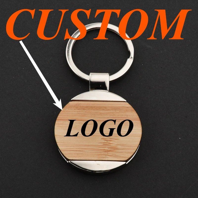 

1pc Custom Keychain Personalized Metal Wood Bamboo Key Pendant Customized Key Ring Car Accessories Gift Wholesale