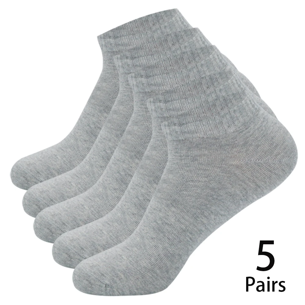 5 Paar Herren-Knöchelsocken aus Baumwolle, Schwarz, Einfarbig, Dünn, Atmungsaktiv, Komfortabel, Hochwertig, Schwarz-Weiß, Niedrig Geschnittene Kurzsocken