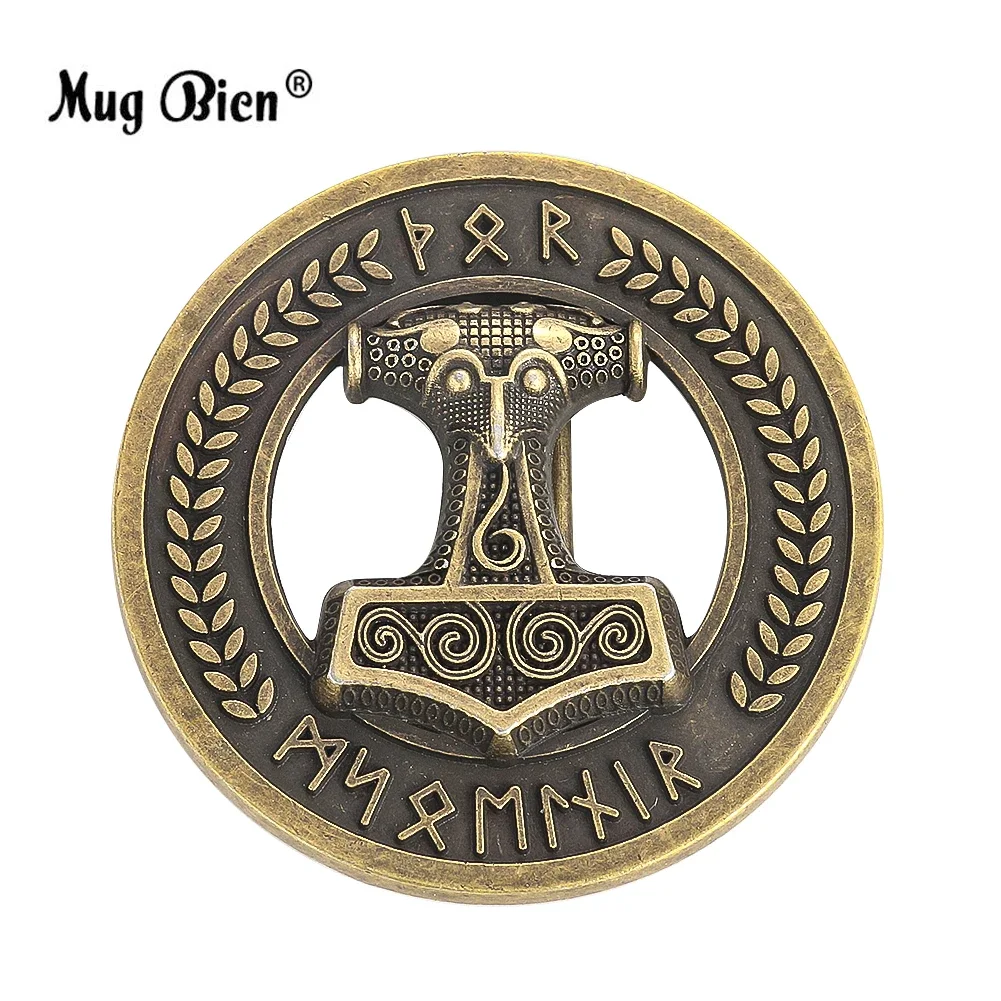 

Retro Bronze Nordic Viking Hammer Celtic Knots Thor Wheat Totem Zinc Alloy Belt Buckle Mascot Energy Belt Clasp Jeans Accessory