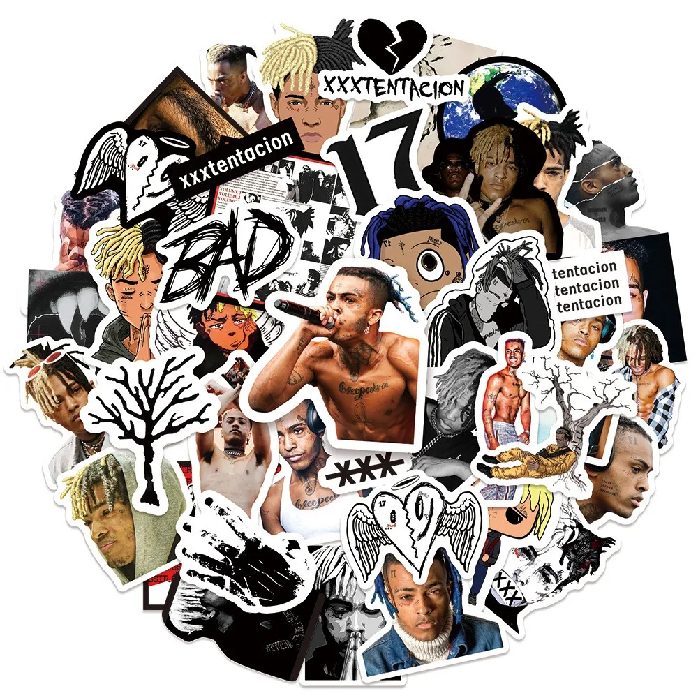 58 قطعة جديد KPOP الراب الهيب هوب مغني الروك xxxtentacion الأمتعة على ظهره الهاتف مضحك الكتابة على الجدران ملصقات هدية عيد #1