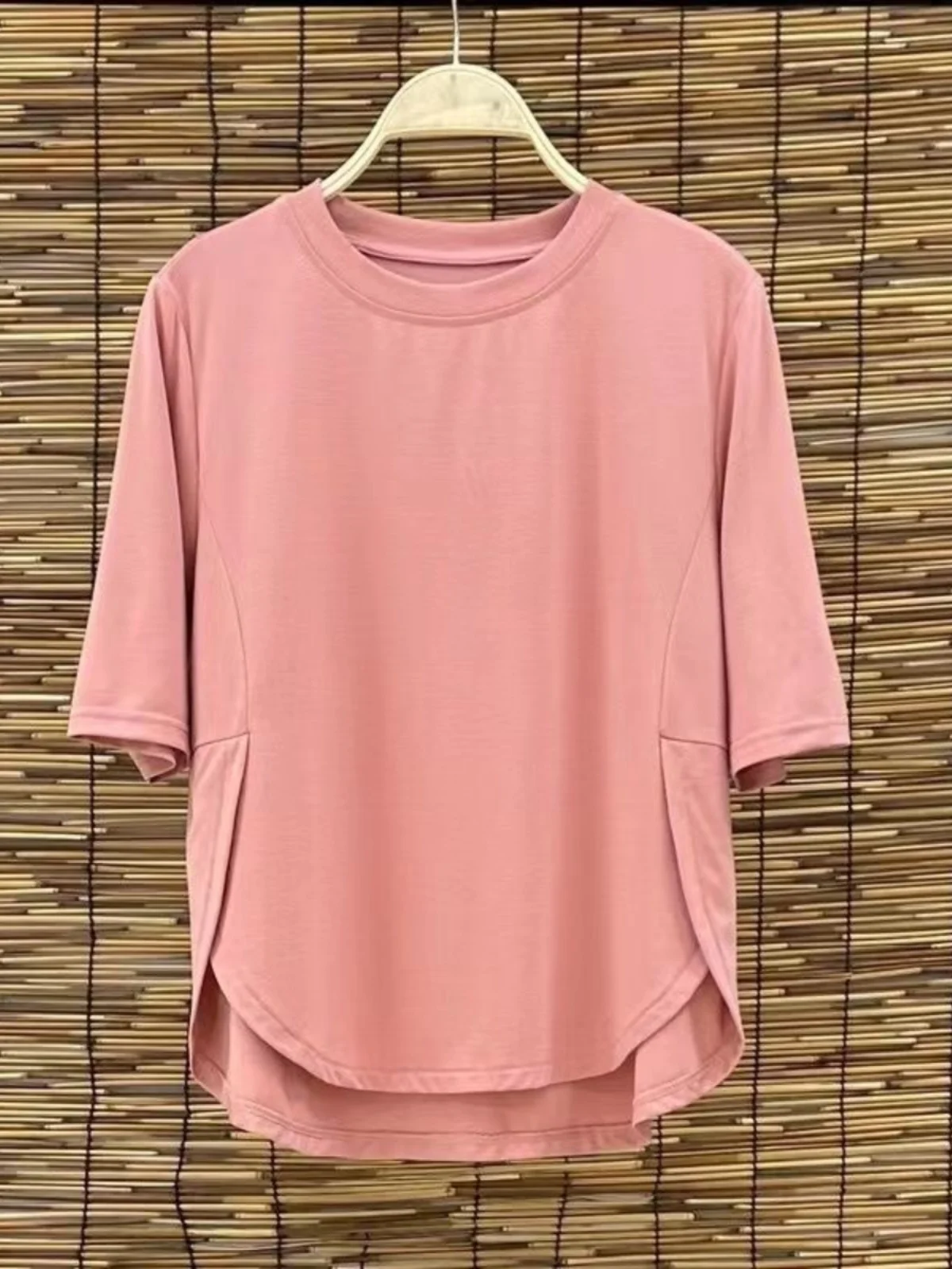 

Футболка из чистого хлопка ort Sve для женщин среднего возраста, закрывающая живот, большой размер, топ средней длины для мам, корейский свободный крой, су...