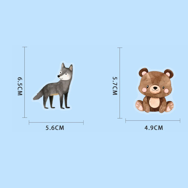 50Pcs Transparent PET Watercolor Animal Stickers DIY Luggage Skateboard Motorcycle Notebook Waterproof Stickers image 5