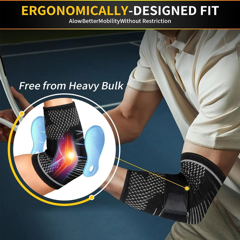 1 Stück Ellenbogenbandage - Tennis-Kompressionsbandage - Bandage für Golfer, Linker oder Rechter Arm - Sehnenentzündungs-Stützbandage für Golf, Männer und Frauen – Detail 8