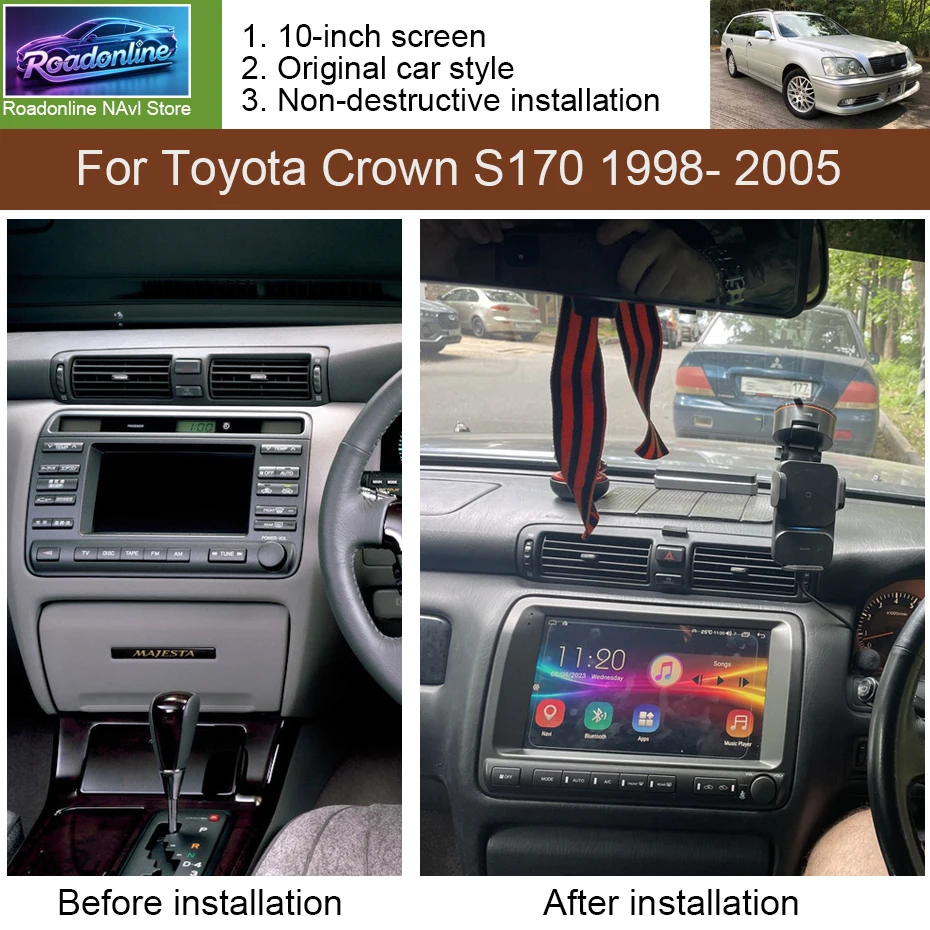 8+256GB Android 15 Car Radio For Toyota Crown S170 1998- 2005 GPS Navi Car Multimedia Player Stereo Autoradio Screen