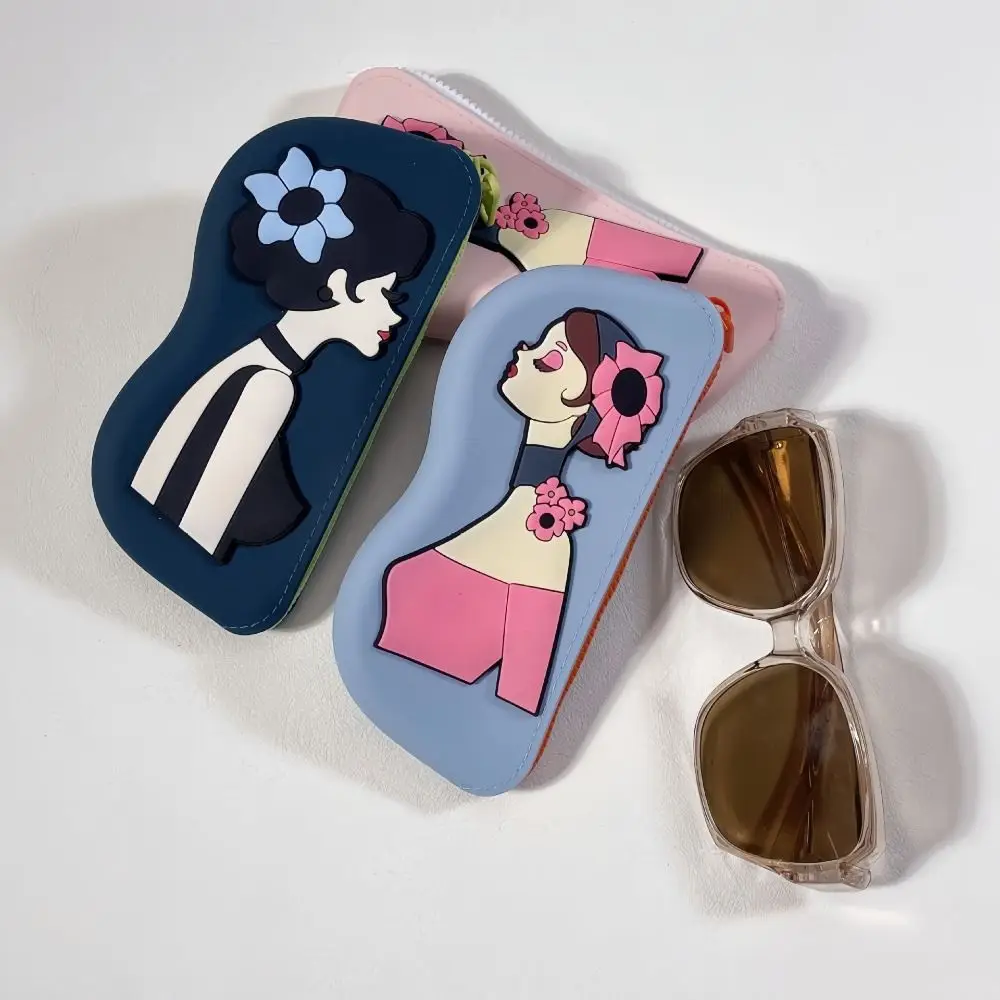 

1Pc Portable Silicone Glasses Storage Box Waterproof Lightweight Small Items Pouch Dustproof Cute Pattern Eyeglasses Box