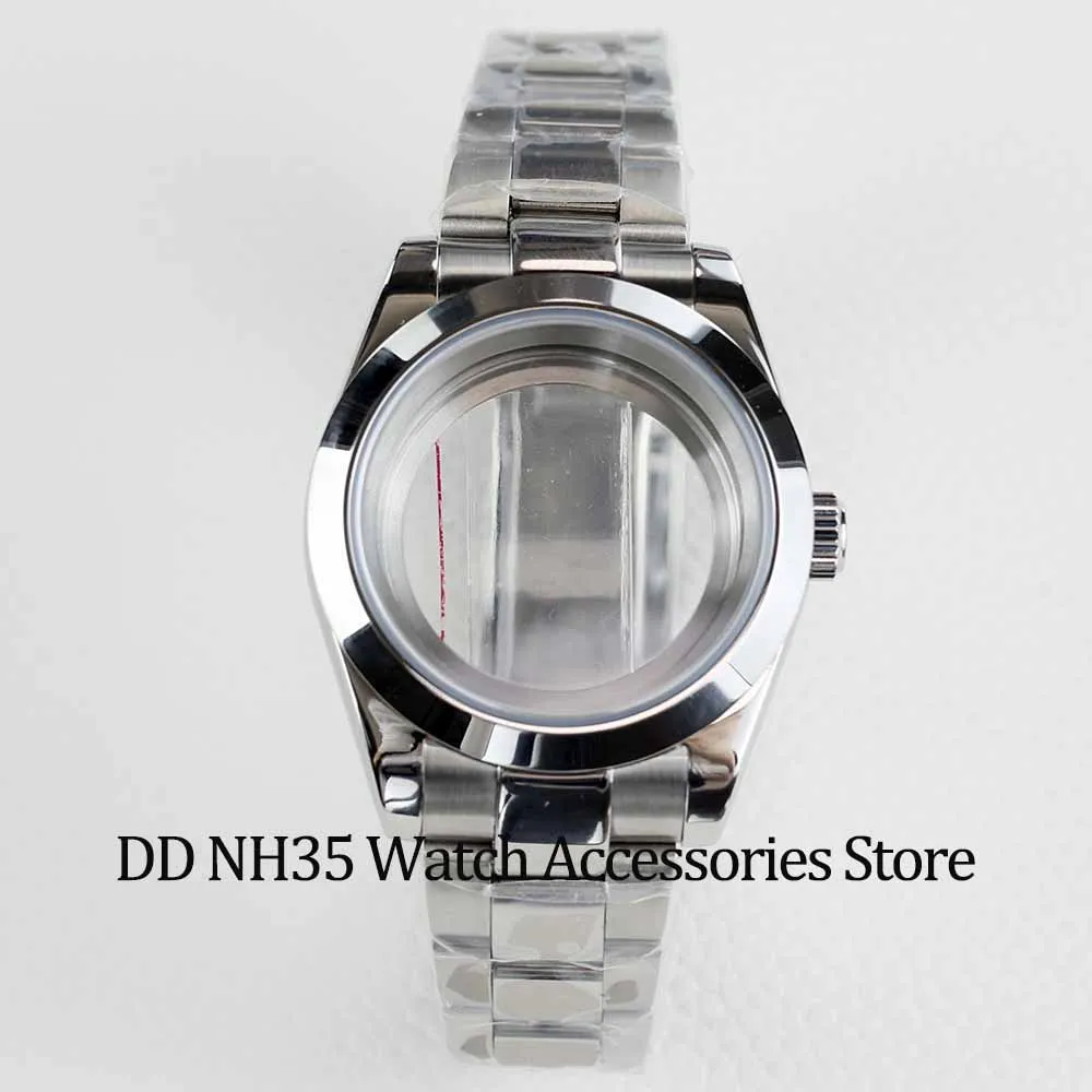 high quality 36/39mm NH35 case polish oyster bracelet sapphire glass stainless steel fit NH35 NH36 movement 28.5 dial watch case