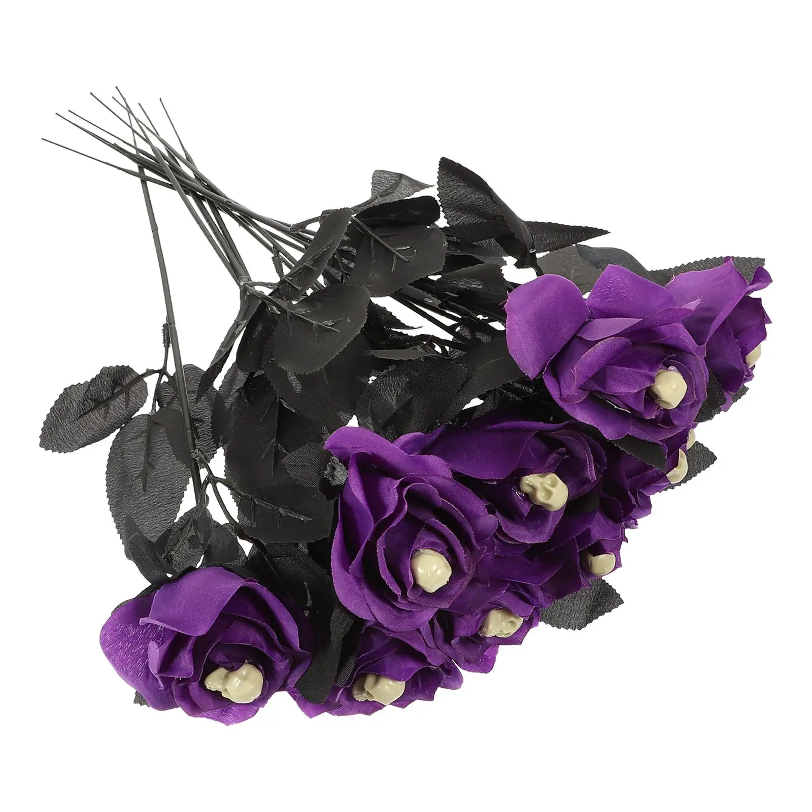 

10 Pcs Artificial Rose Adornment Skull Roses Polyester Plastic Halloween Decorations Fake Flowers Arrangement Props