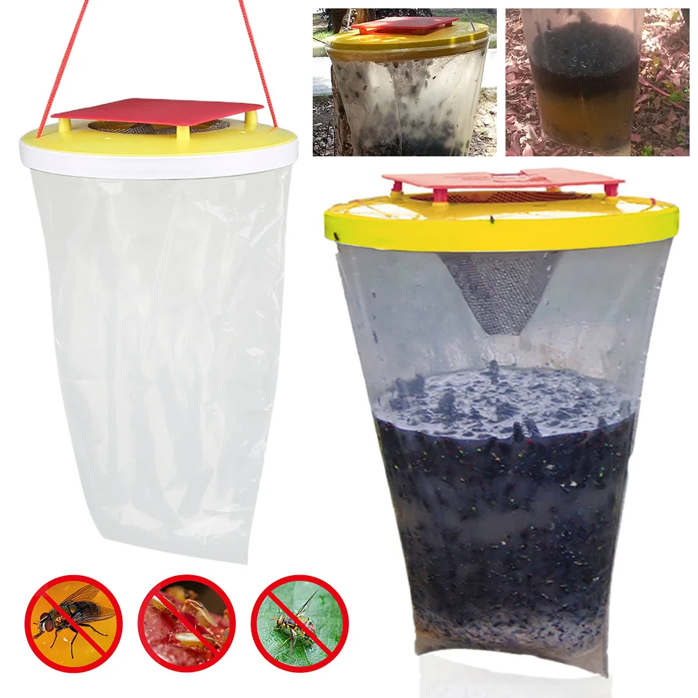 4PCS Disposable Hanging Fly Trap Bag Disposable Flies Trap Non-Toxic Mosquito Trap Catcher Fly Wasp Insect Bug Killer for Outd