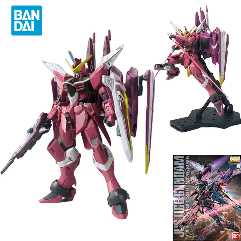 Spot Direct Delivery Bandai Original GUNDAM Anime Model MG 1/100 JUSTICE GUNDAM Action Figure Assembly Toys Gift For Kids