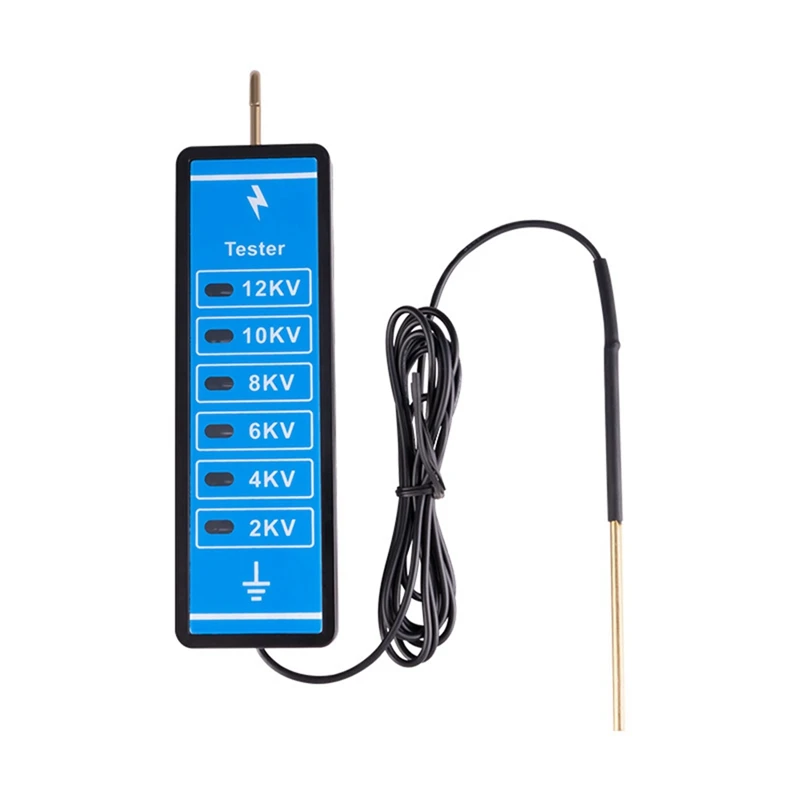 1 Piece 12KV Neon Fence Voltage Tester, Professional 2000 To 12000V 6 Neon Indicator Lights Blue & Black Plastic For Farms