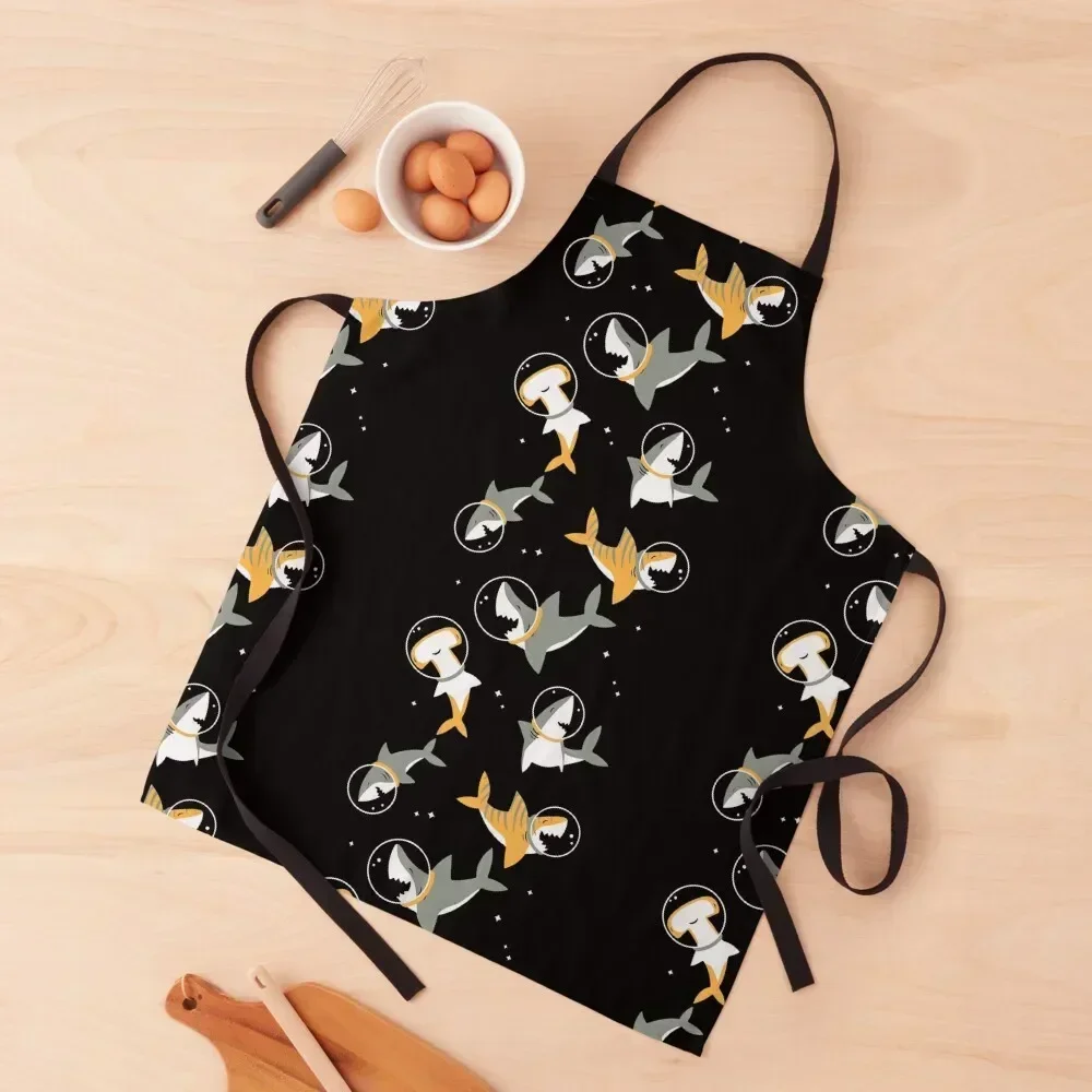 

Sharks in Space Apron Kitchen Items Professional Barber For Nail Stylist Hairdresser Apron