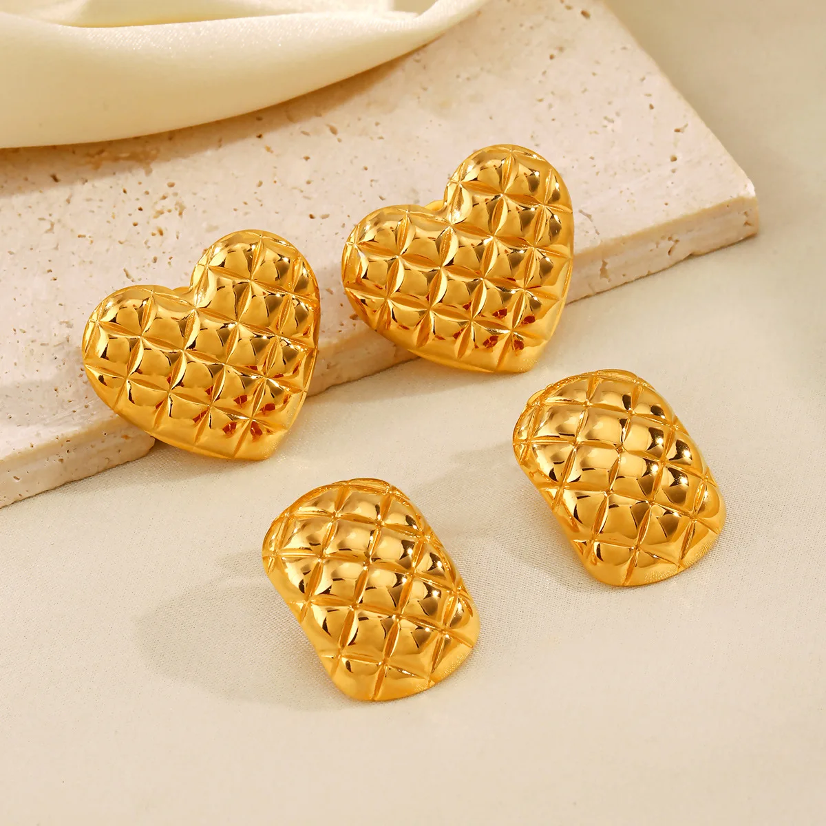 Stainless Steel Love Earrings For Women Gold Color Simple Geometric Earrings INS Jewelry Accessories Gift image 3