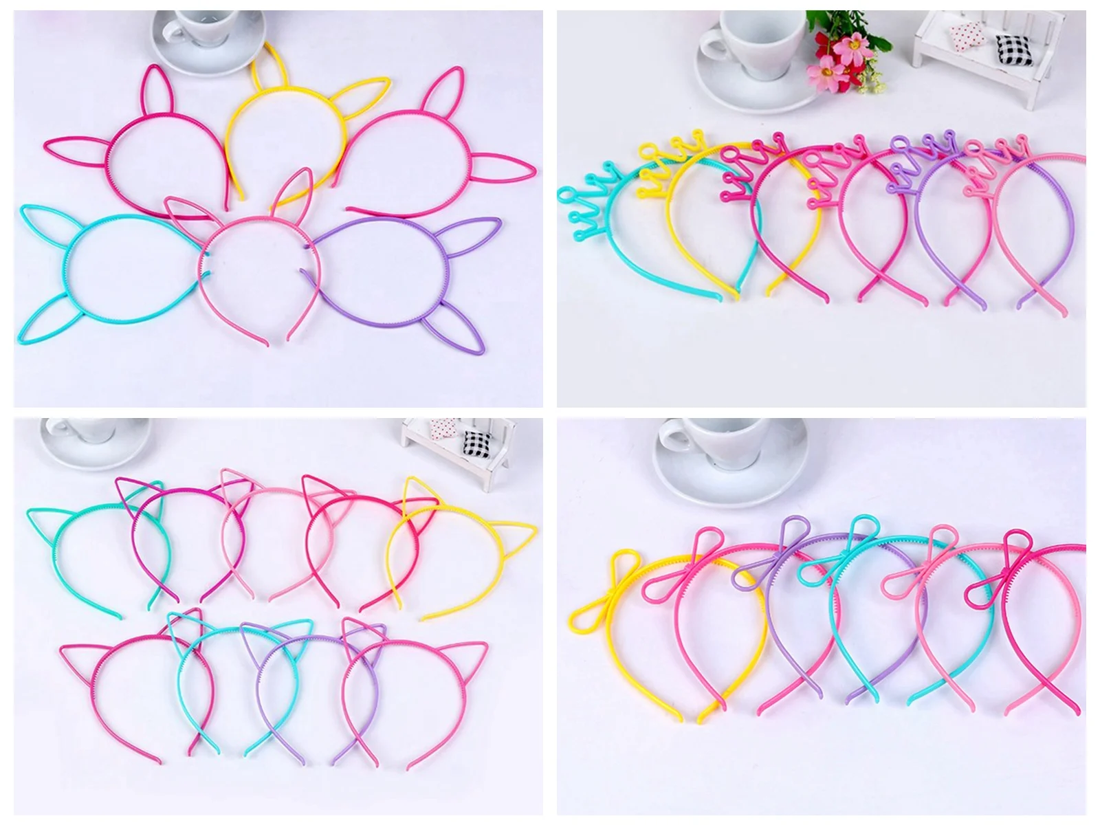 10 Mixed Color Plastic Cute  Ear Headband Hair band With Teeth Party Alice Girls Hair Costume Fancy Dress