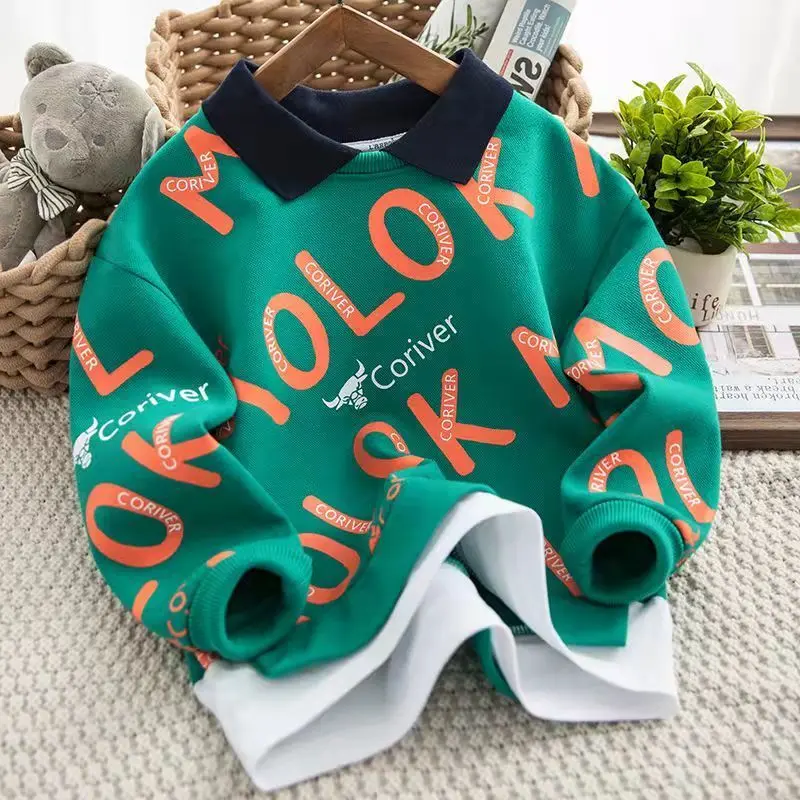 

Children's Clothing Boy's Hoody Lapel Polo Shirt Children's Tops Spring and Autumn2022Children and Teens Bottoming Shirt T-shirt