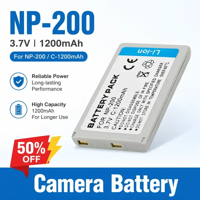 

NP-200 3.7V 1200mAh Li-ion Camera Battery for Minolta DiMAGE XT/XG//X1/X6/D5 Rechargeable Battery Digital Batteries