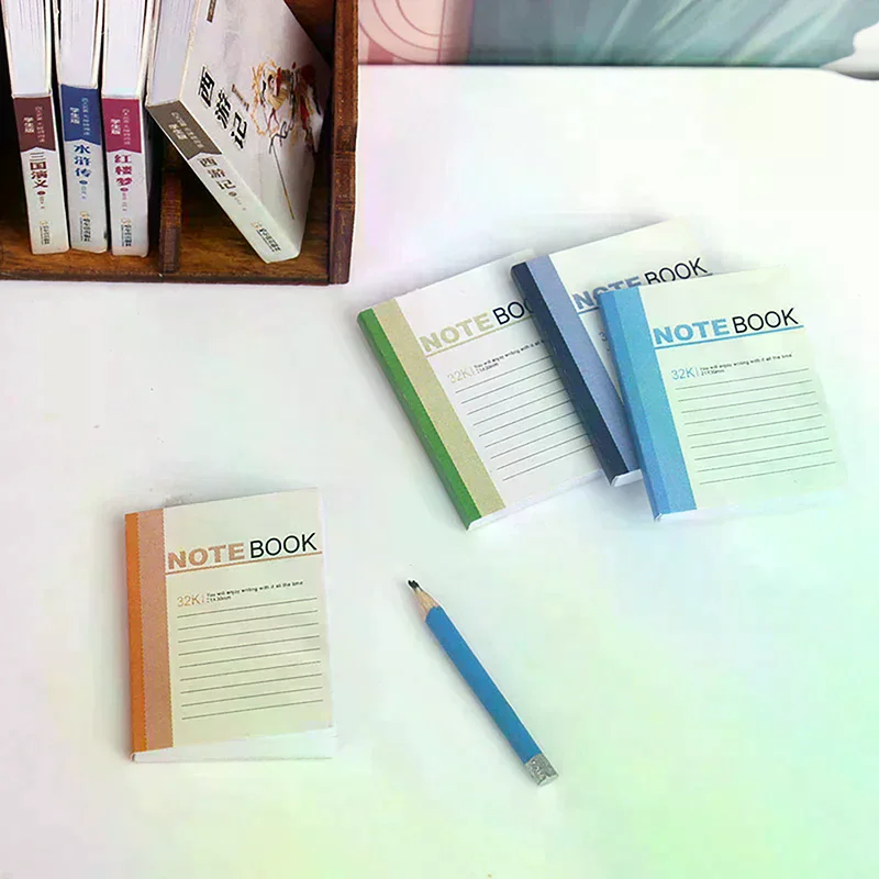 4Pcs 1/12 Dollhouse Mini Notebook Exercise Book Model Dollhouse Study Decoration Dolls House School Stationery Accessories