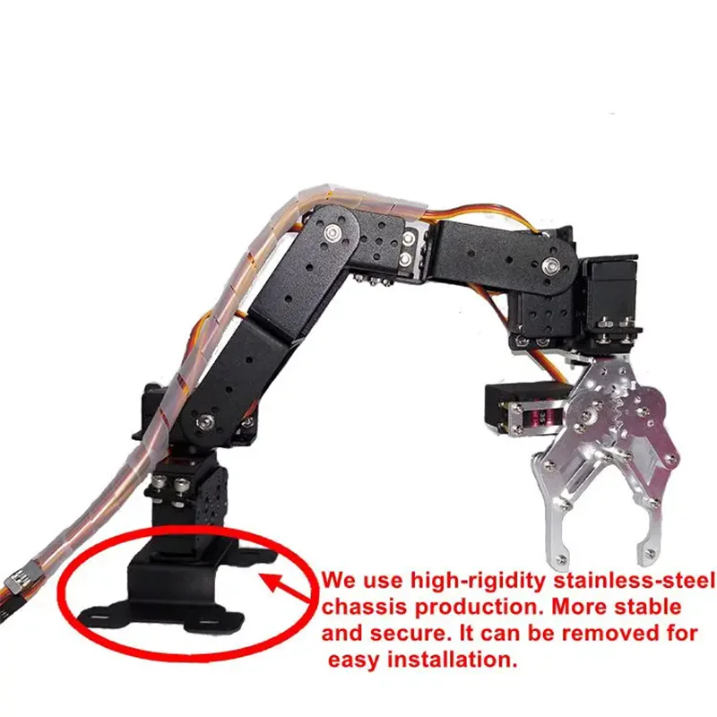 6 Dof Mechanical Robot Remote Control Robotic Arm Stainless Steel Claw With Servo MG90 for Children's Toy RC Robot Arm DIY Kit