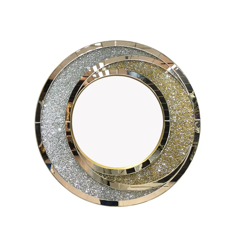 ZML diamantbesetzter, verspiegelter, runder Wandspiegel für den Eingangsbereich, dekorativer Spiegel, Badezimmerspiegel