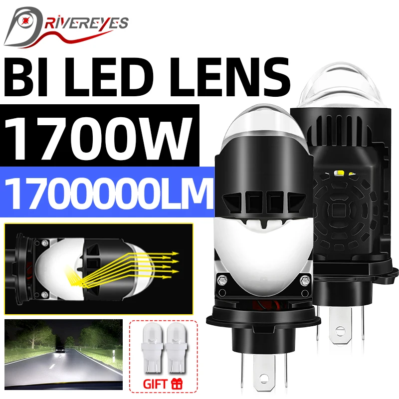 

1700W Bi LED H4 Projector Lens 1700000LM High Low Beam Car Light Canbus H4 LED Auto Motorcycle CSP Chips Lamps 12V 24V Plug&Play