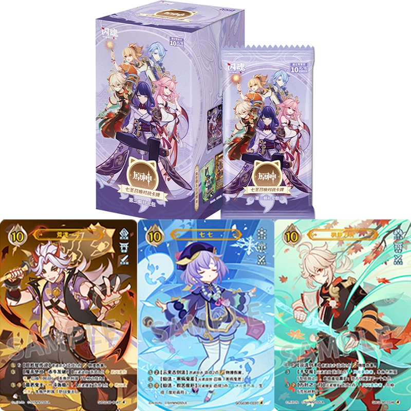 

Оригинальная карта Genshin Impact Stage III Genius Invokation Hu Tao Zhongli, аниме TCG, игра, боевая коллекция карт, детские игрушки, подарки