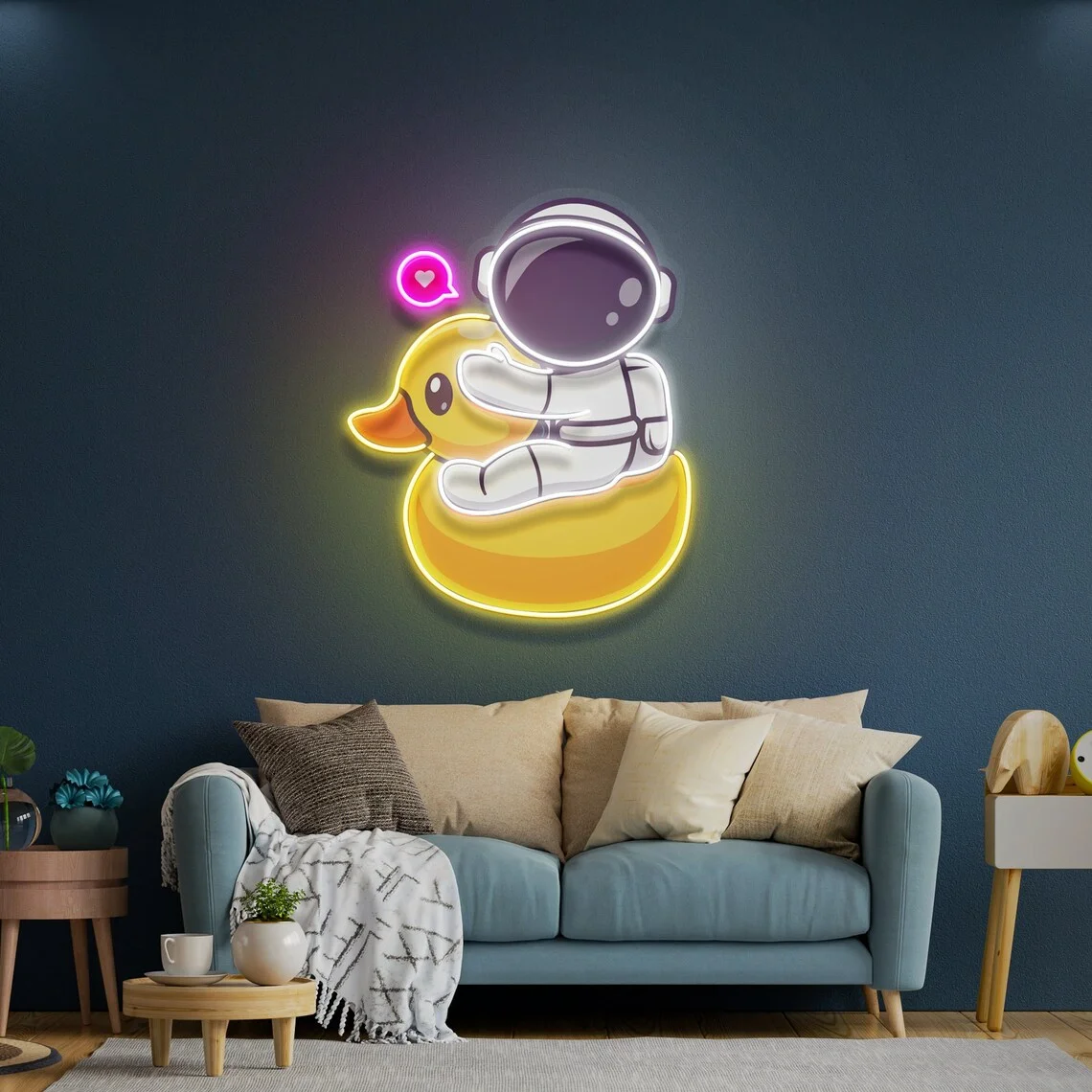 Duck Astronaut Neon Sign, Space Man Custom Neon Signs for Home Neon Sign, Wall Decor Artwork, Kid Astronaut Neon Sign, Home Gift