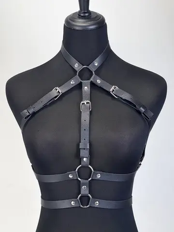 Women Fashion Belt PU Leather Body Shoulder Armor Chest Harness Sword Belt Shoulder Strap Harness Women Clothing Open Cage Bra